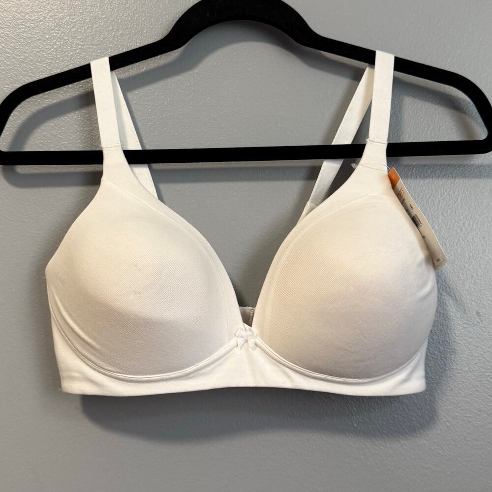 Warners White Invisible Bliss Wireless Cotton Bra NEW 36D